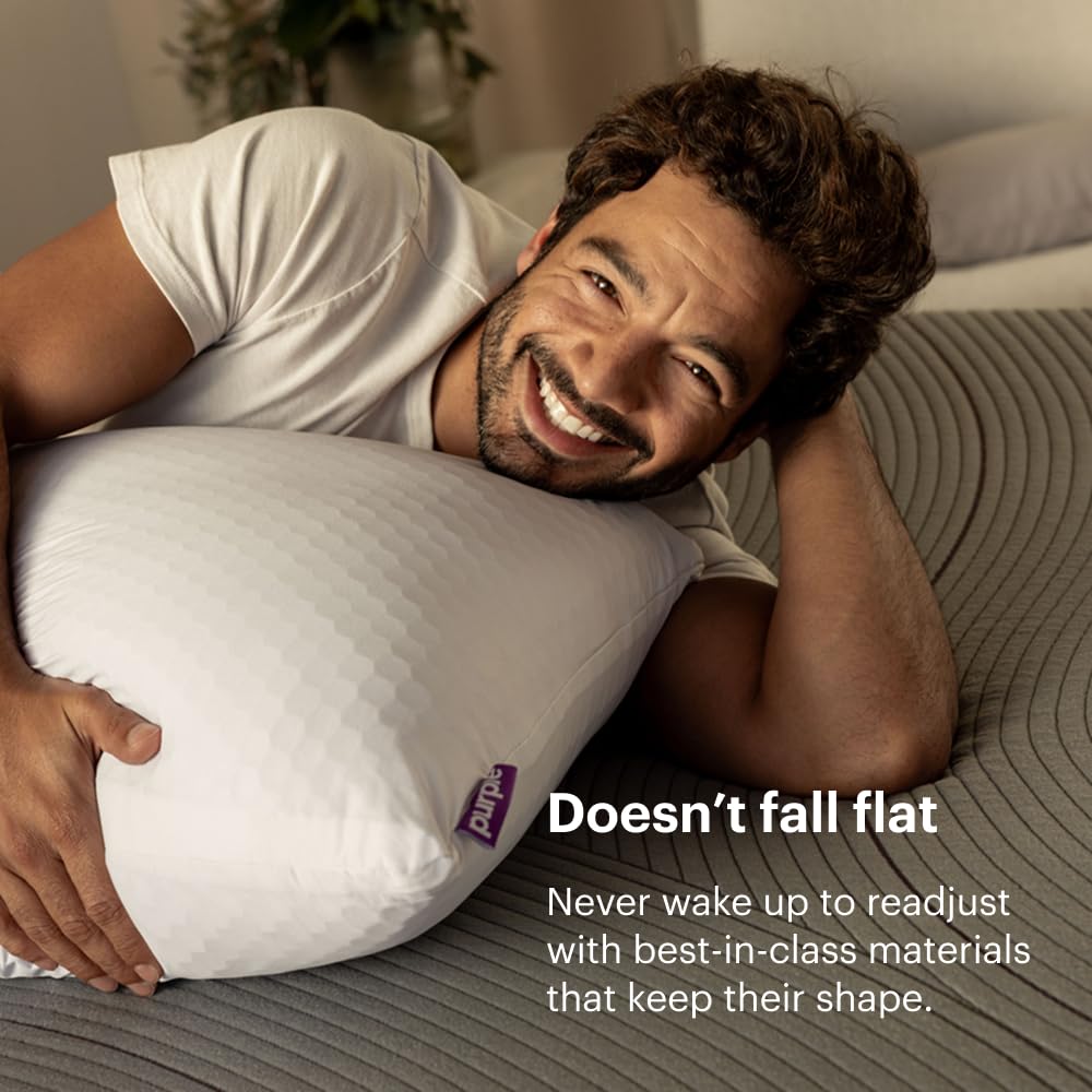 Purple Harmony Pillow low loft close view ideal for stomach sleepers
