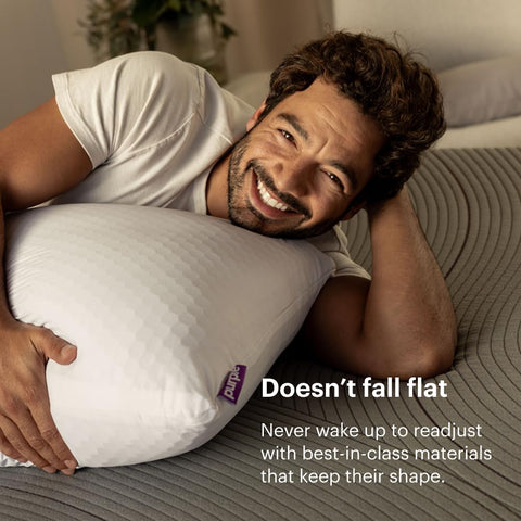Purple Harmony Pillow low loft close view ideal for stomach sleepers
