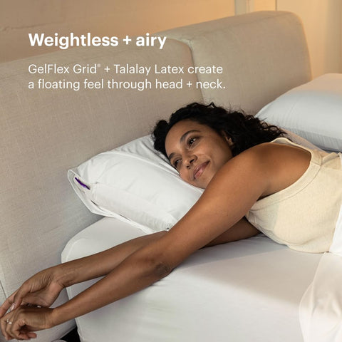 Purple Harmony Pillow mesh cover close-up demonstrates moisture-wicking breathability