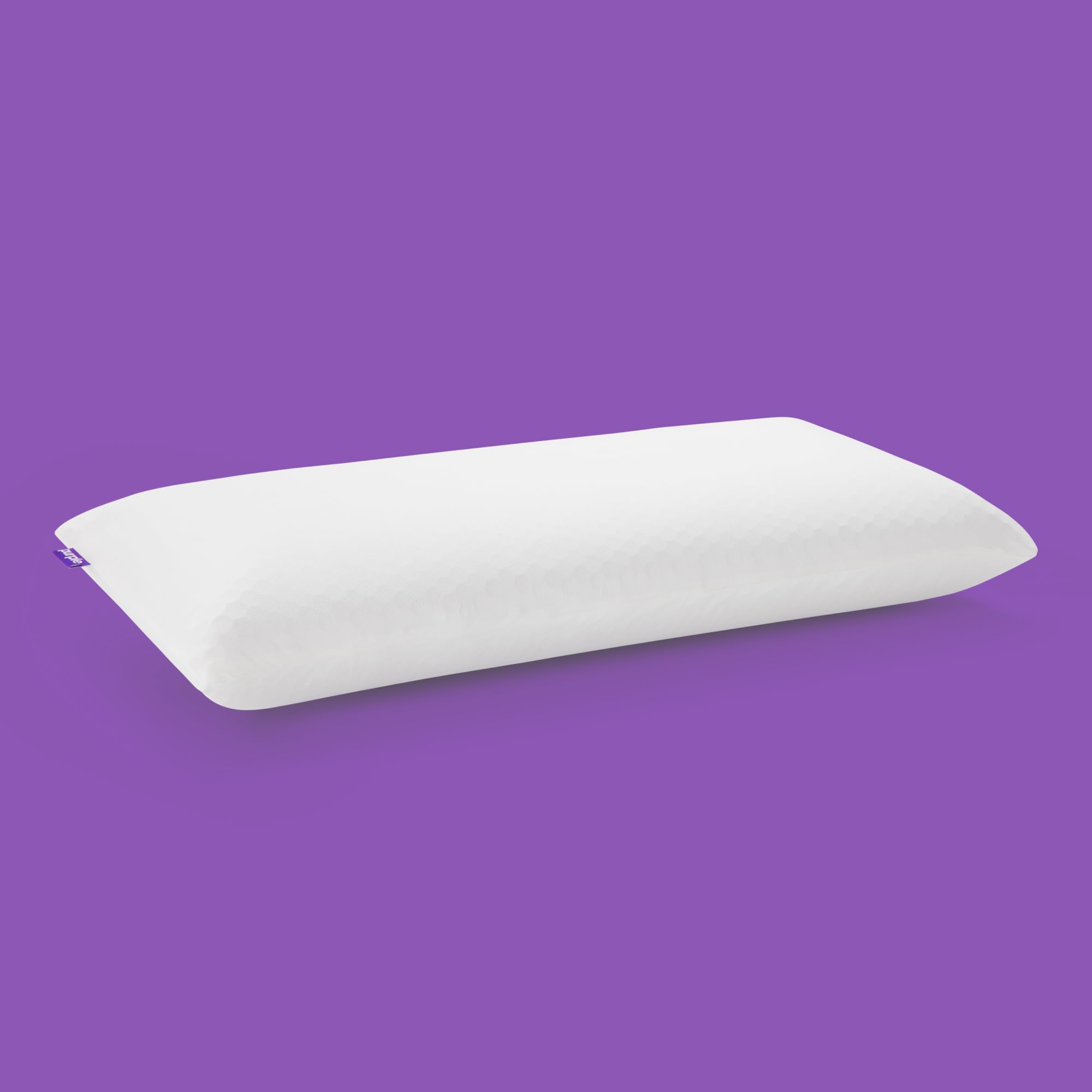 Purple Harmony Pillow top view highlights its ergonomic profile for comfort