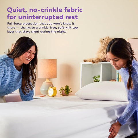 Purple no-crinkle fabric remains quiet and unobtrusive during the night.