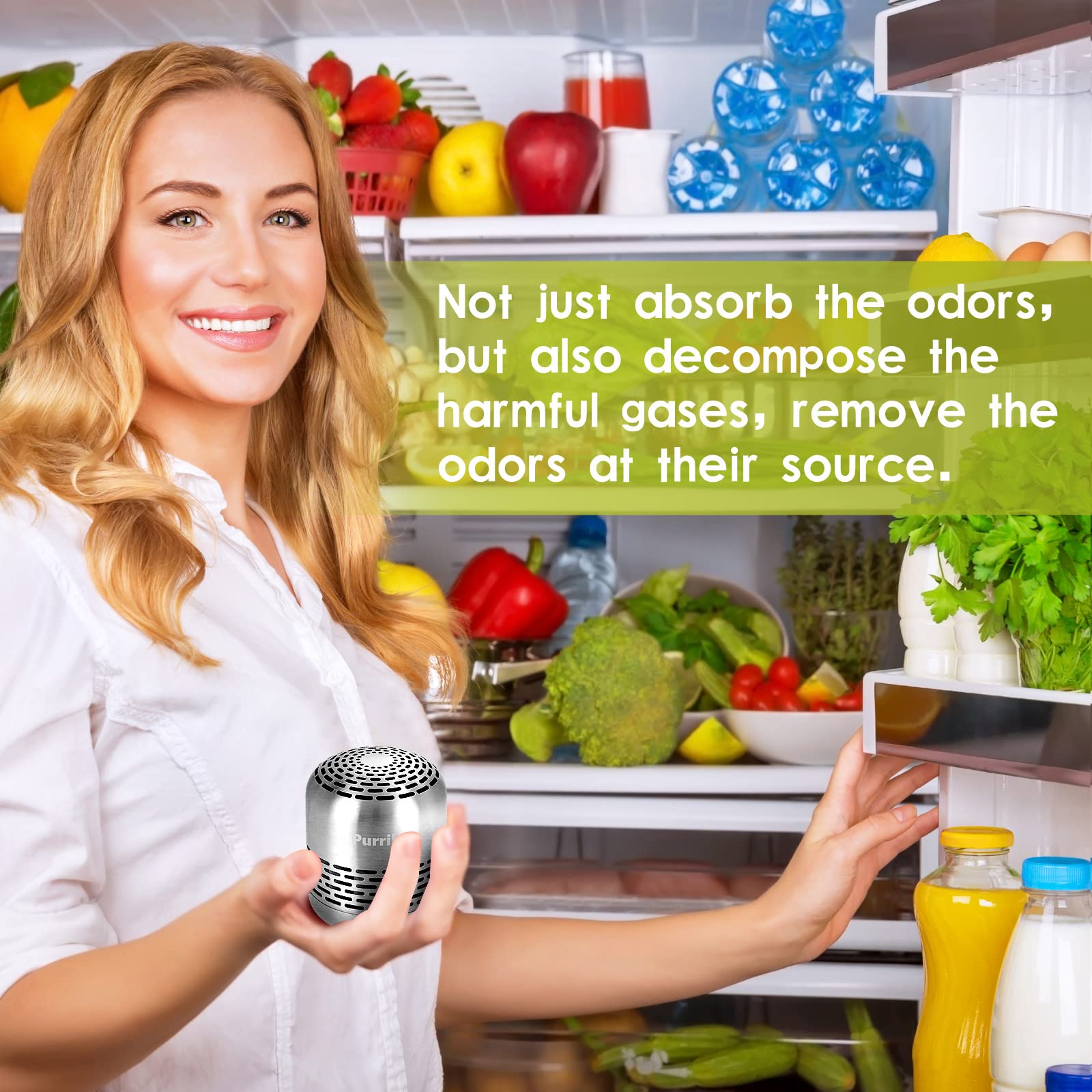 Purriko catalytic decomposition technology eliminates odors at the source in your fridge