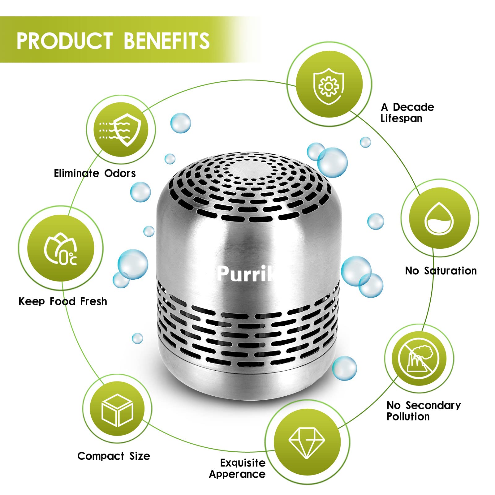 Purriko compact odor absorber for fridge cabinets and small spaces