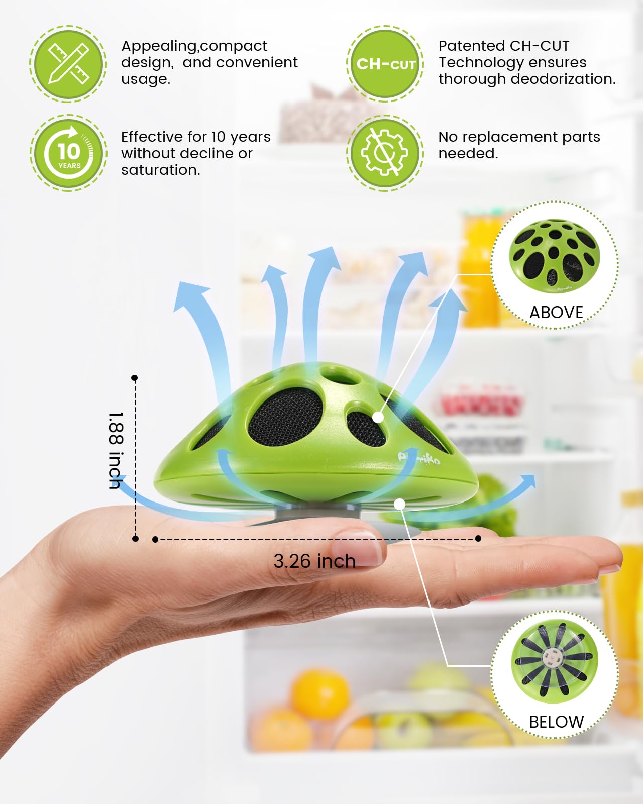 Purriko fridge deodorizer compact design fits tight spaces with steady freshness