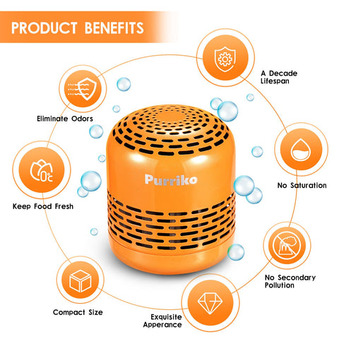 Purriko deodorizer requires no power and is fragrance-free for fresh food.