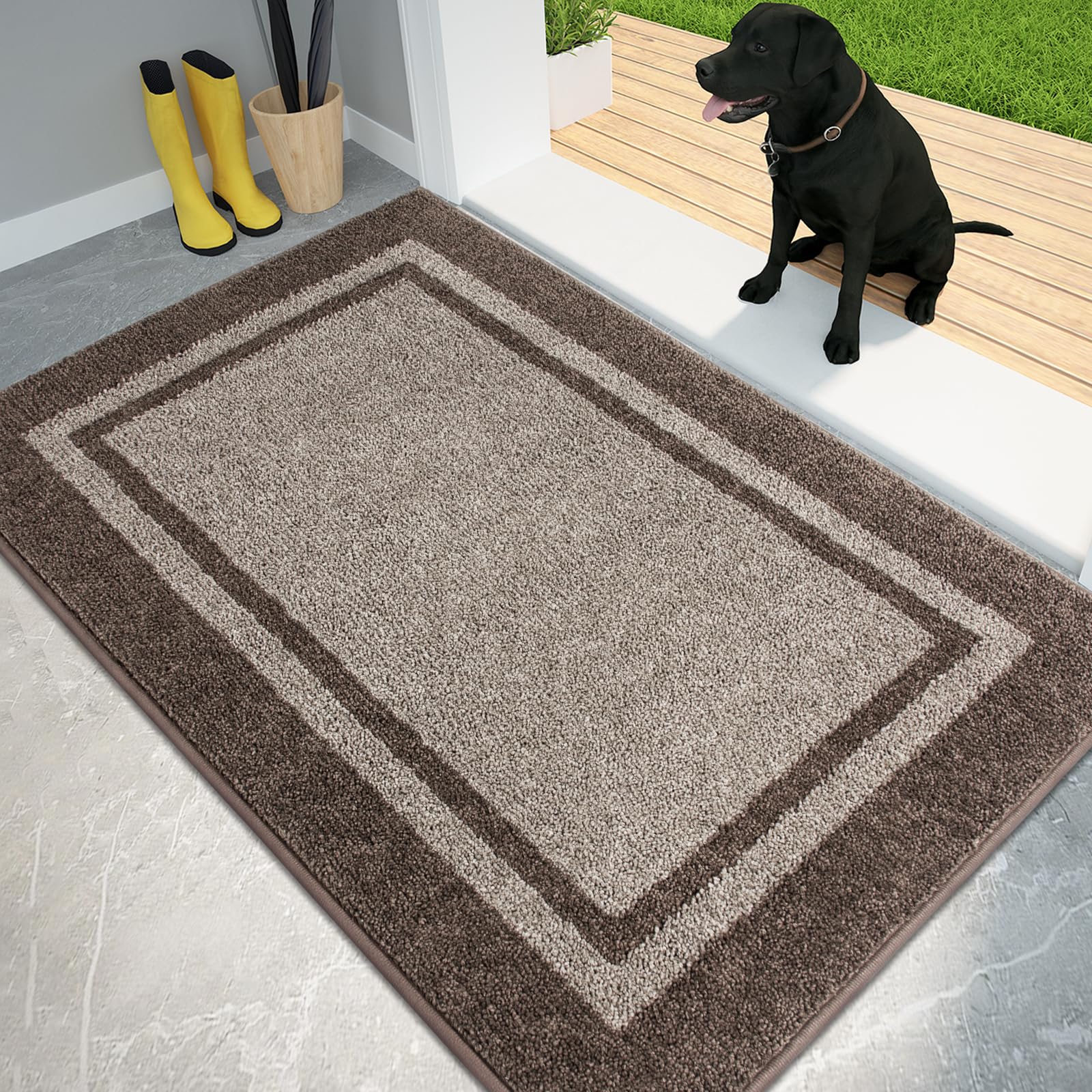 PURRUGS 32x48 dirt trapping door mat at front door protects floors from mud