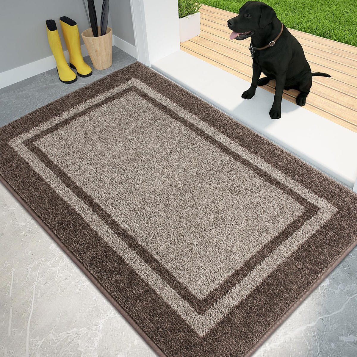 PURRUGS 32x48 dirt trapping door mat at front door protects floors from mud