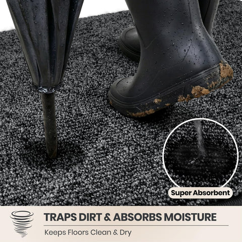 PURRUGS dirt-trapping mat charcoal close-up fiber shows absorbent texture
