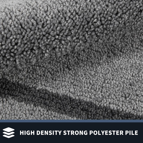 Close-up of dense fibers demonstrates moisture absorption and dirt trapping