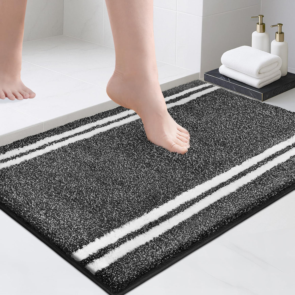 PURRUGS bath rug shows soft plush texture for luxurious foot comfort.