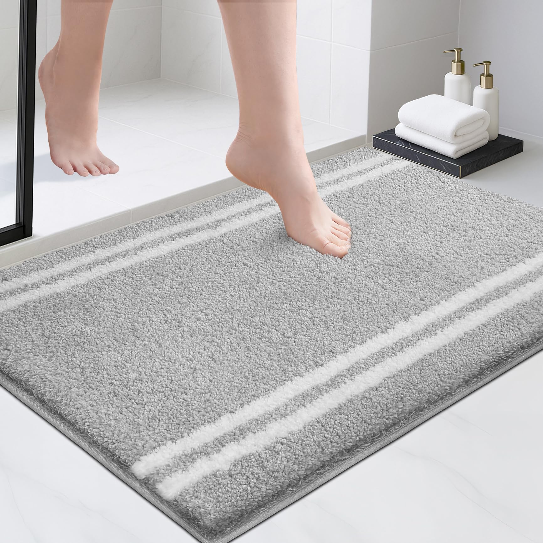 PURRUGS bath mat with non-slip back view for safer exits from shower or tub.