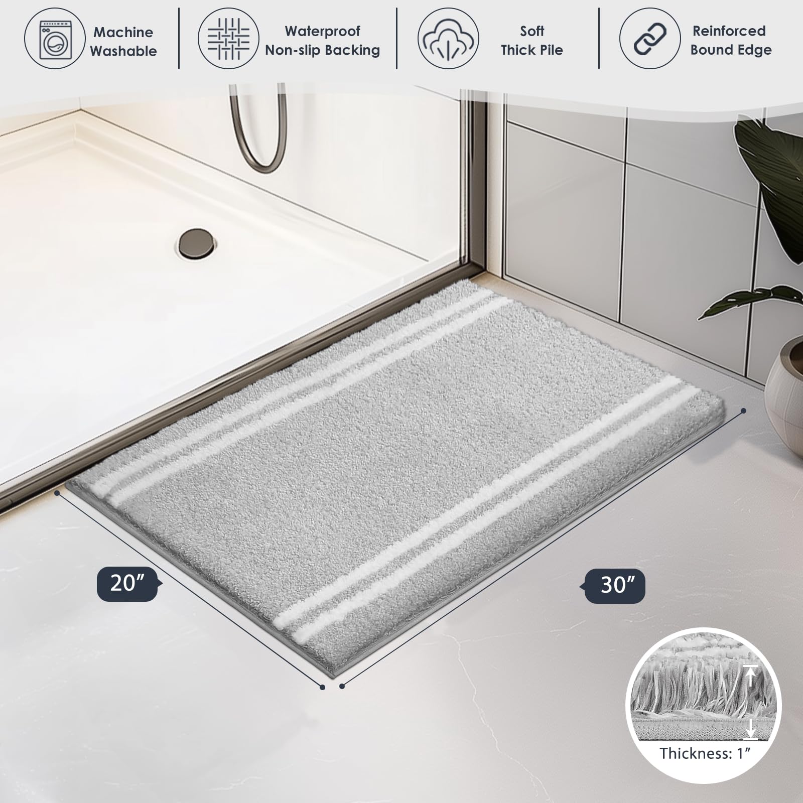 PURRUGS 20x30 rug fits tub, shower, and sink areas