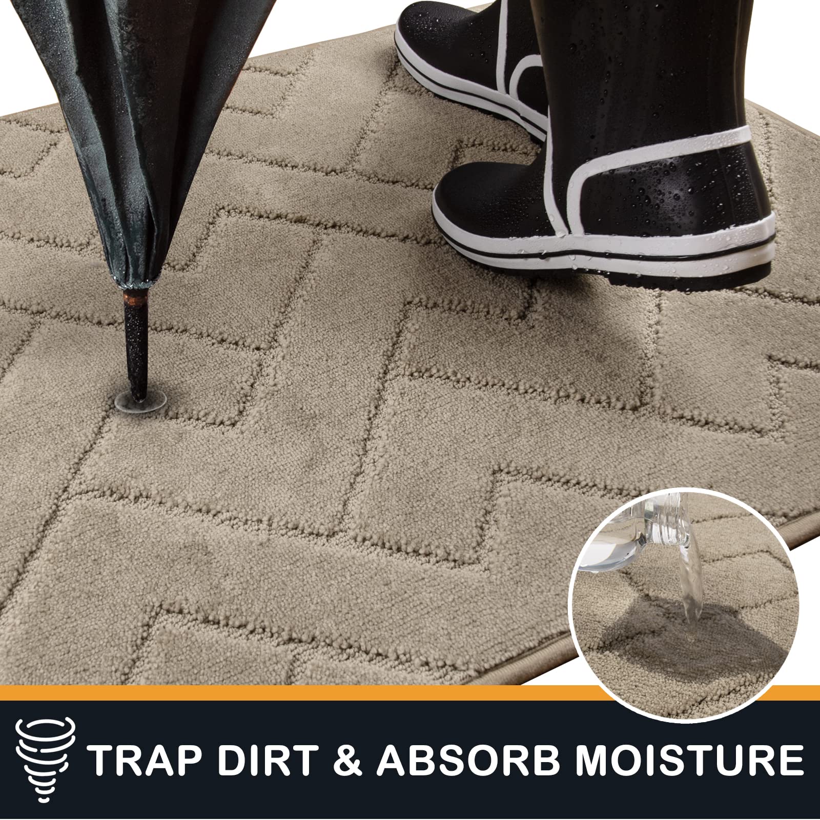 PURRUGS dirt-trapping mat helps keep floors drier during rain.