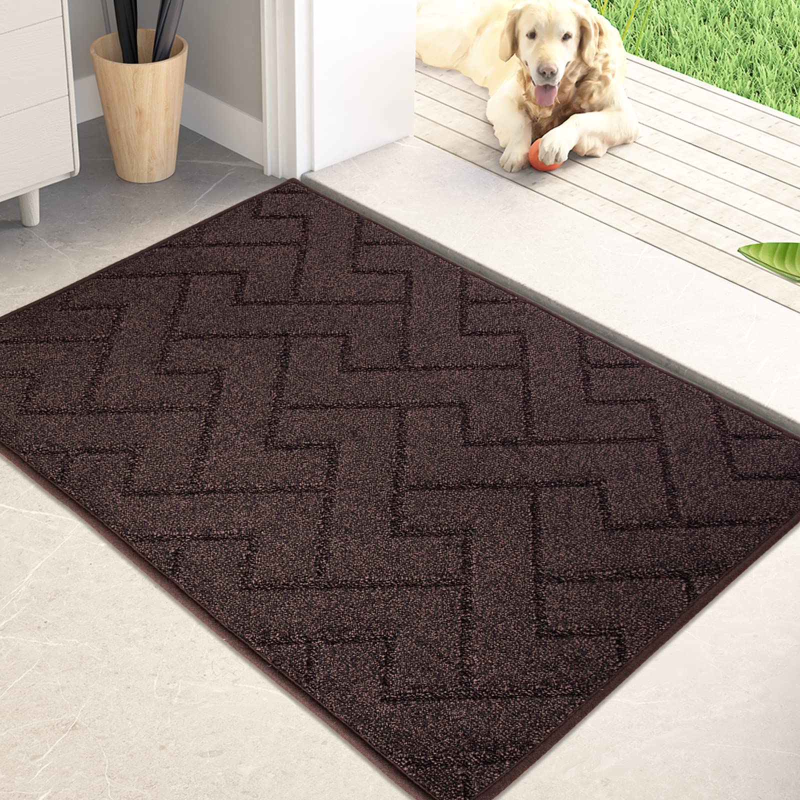 Purrugs dirt-trapping door mat 20x31.5 inches captures moisture and dirt from shoes and paws.