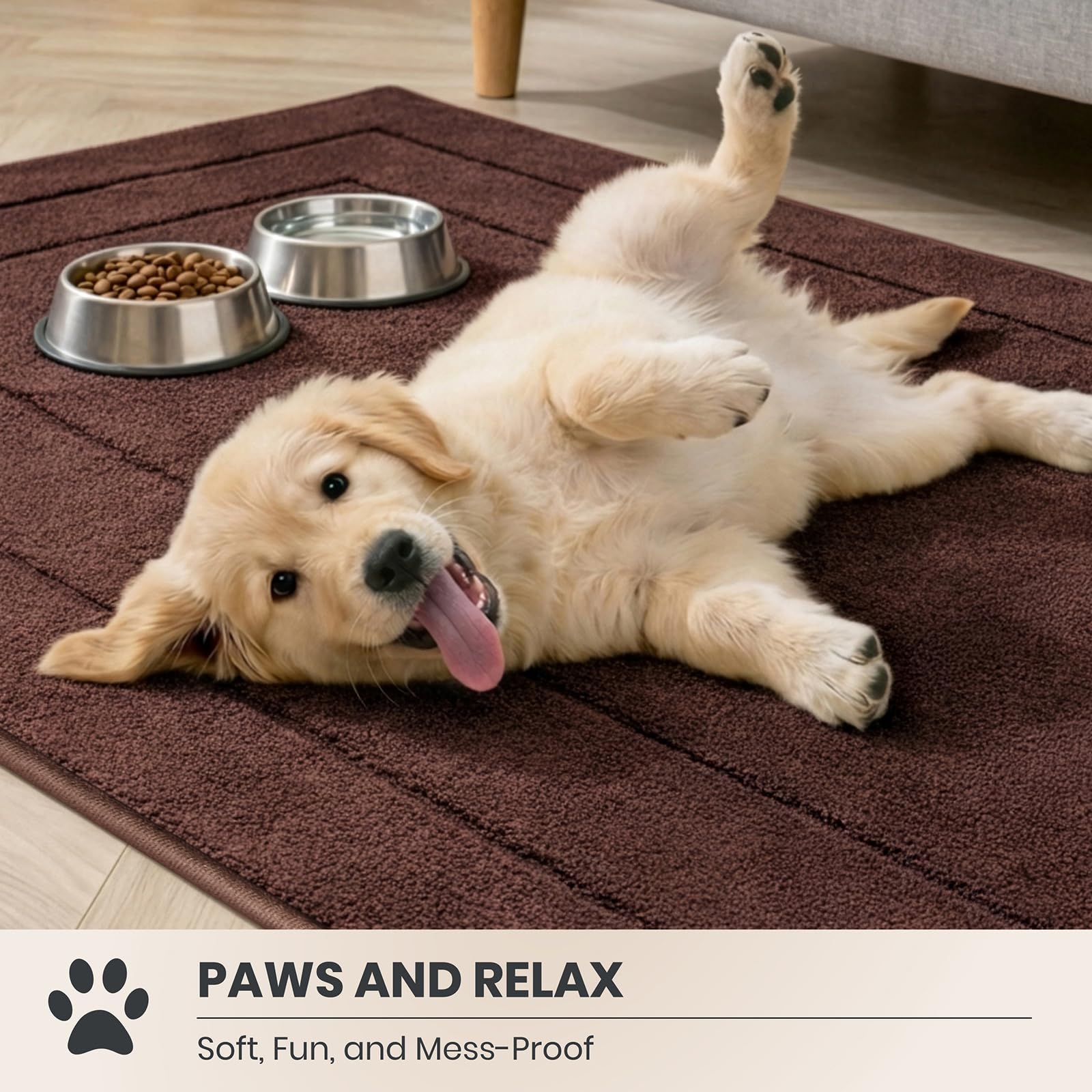 PURRUGS non-slip back keeps the rug secure on clean floors.