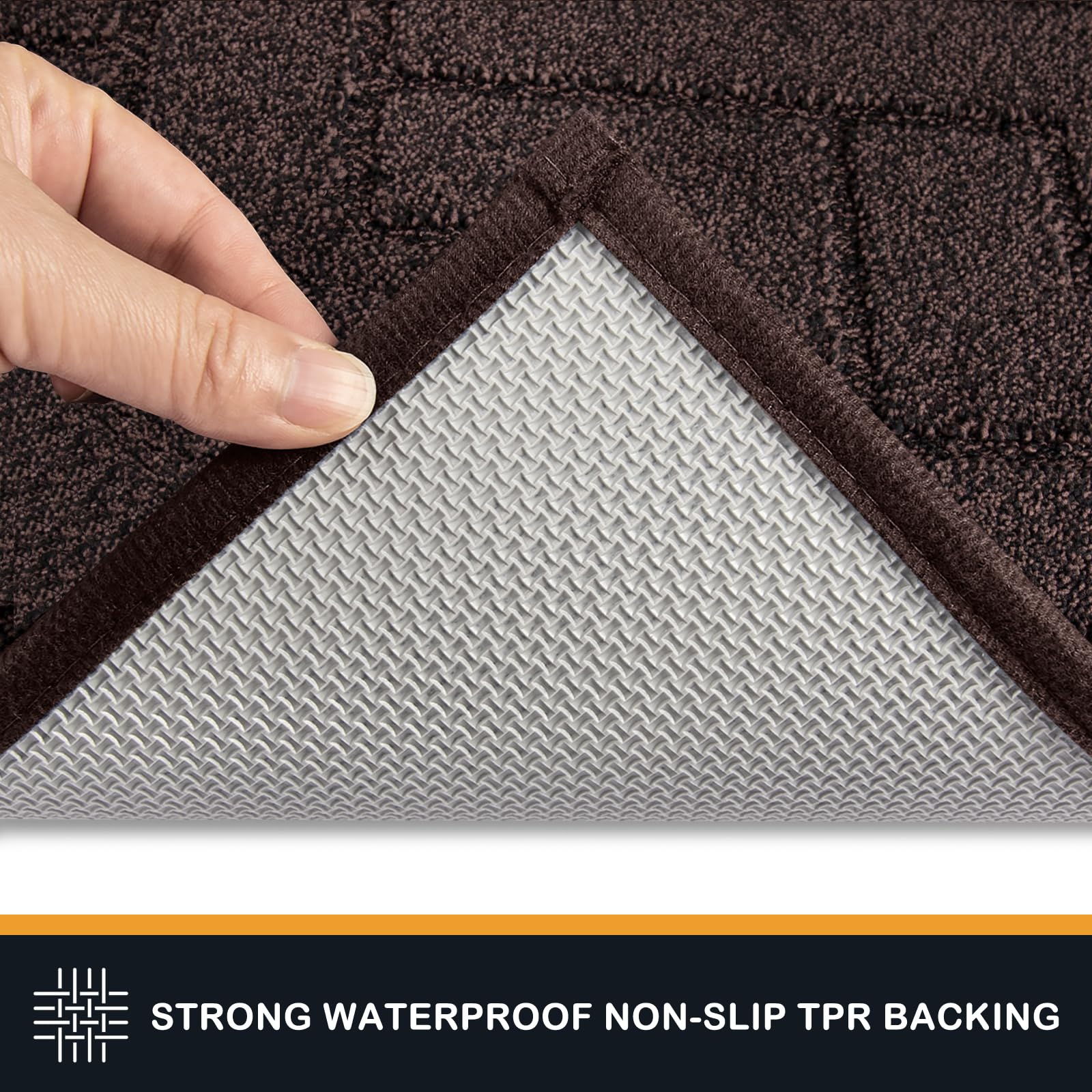 PURRUGS dirt-trapping door mat back view highlights non-slip backing for safety