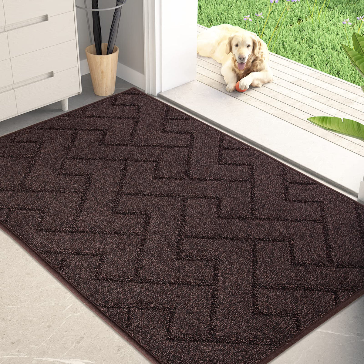 PURRUGS dirt-trapping door mat front view captures mud and moisture at the entry