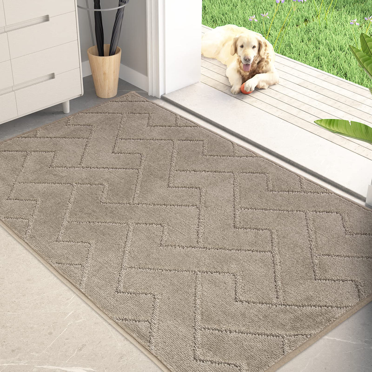 PURRUGS Dirt Trapping Door Mat front view captures moisture and dirt at the doorway