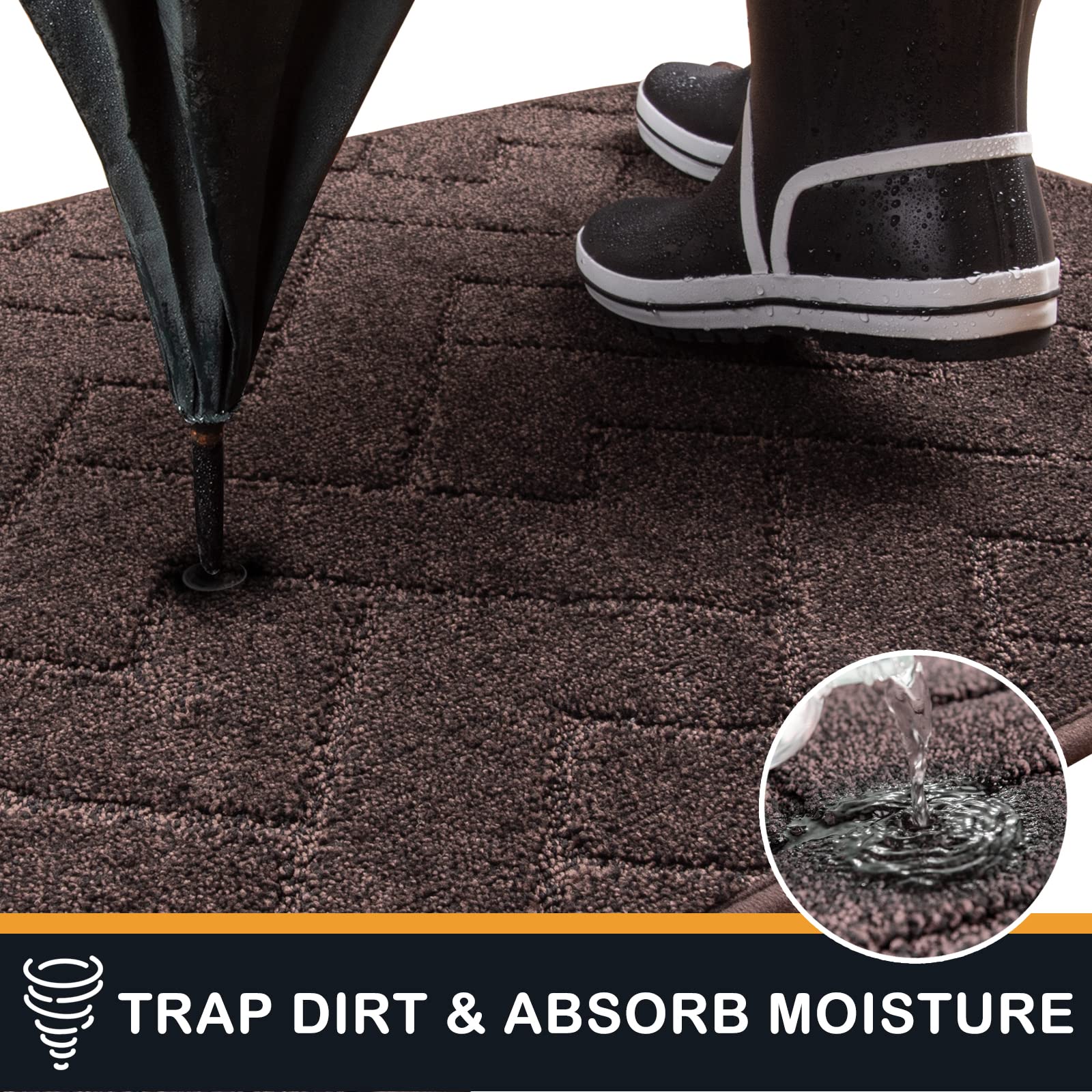PURRUGS dirt-trapping door mat close-up reveals durable polyester fibers that trap dirt