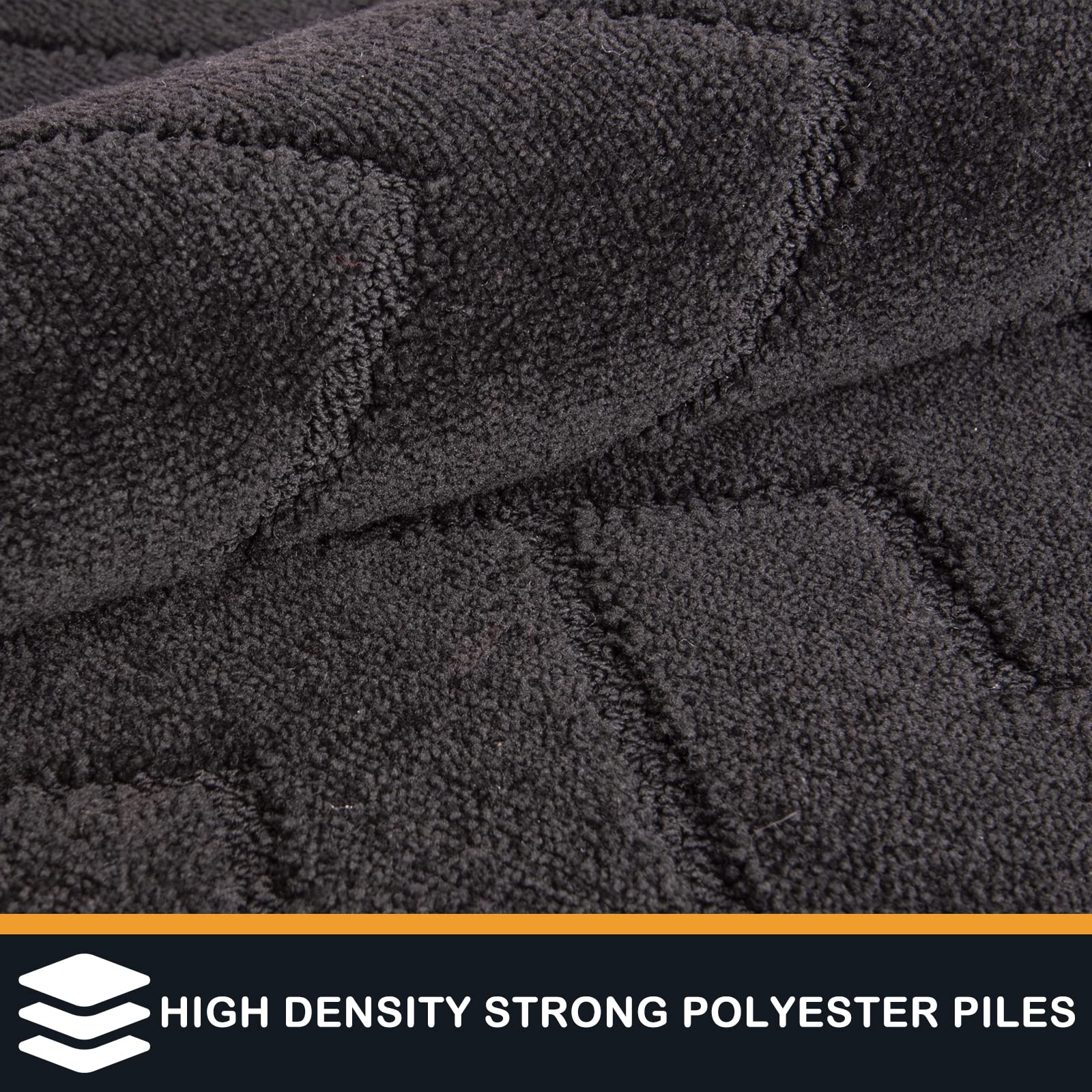 PURRUGS door mat close-up shows plush fibers that hold moisture for cleaner floors.