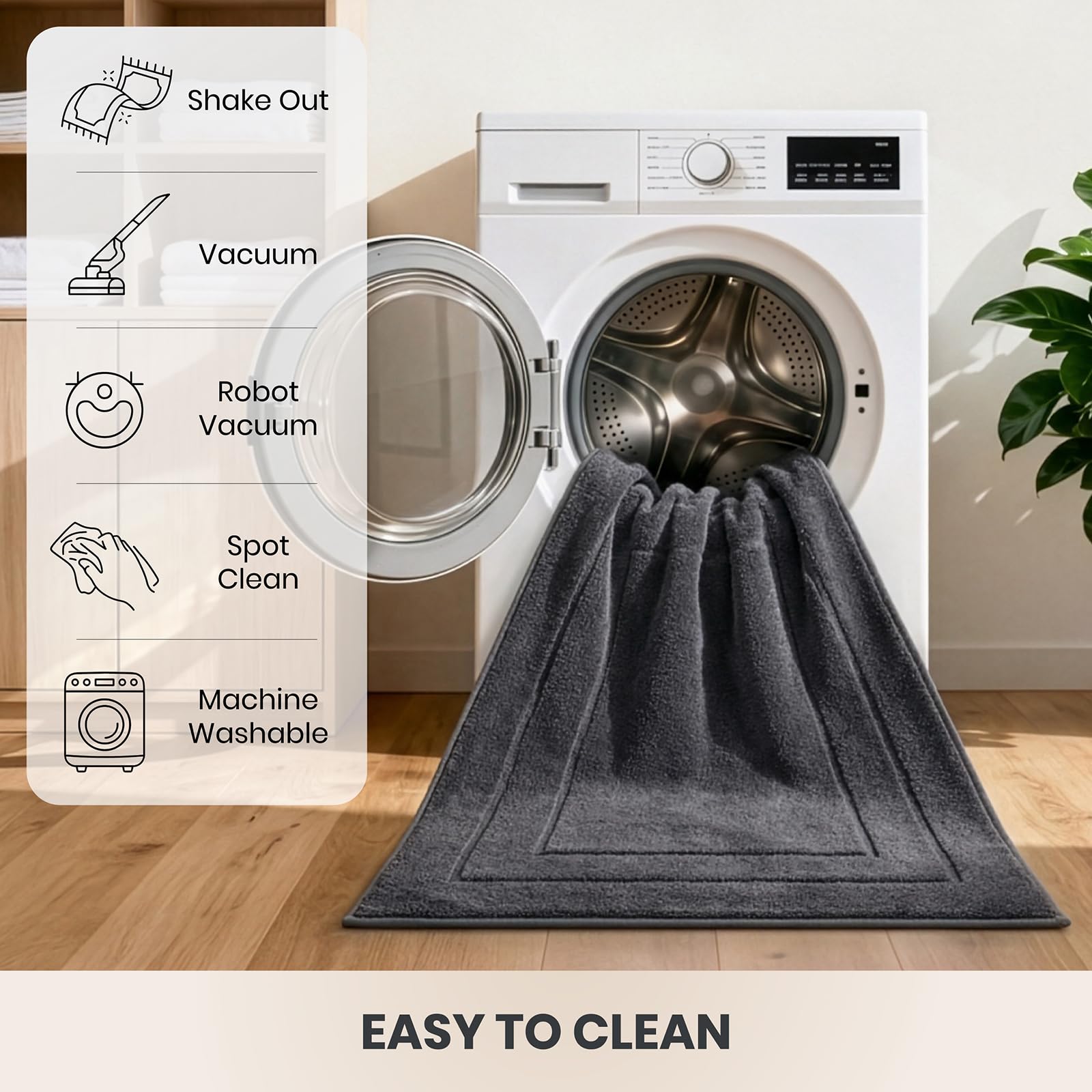 PURRUGS dirt-trapping door mat easy-cleaning fabric resists stains over time.