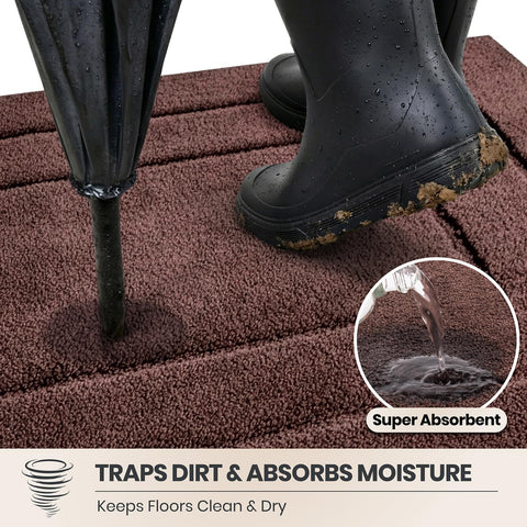 PURRUGS dirt trapping door mat entryway absorbs moisture to keep floors clean.