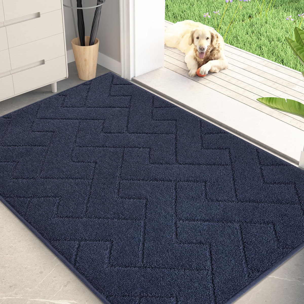 PURRUGS dirt-trapping door mat front view captures mud and moisture
