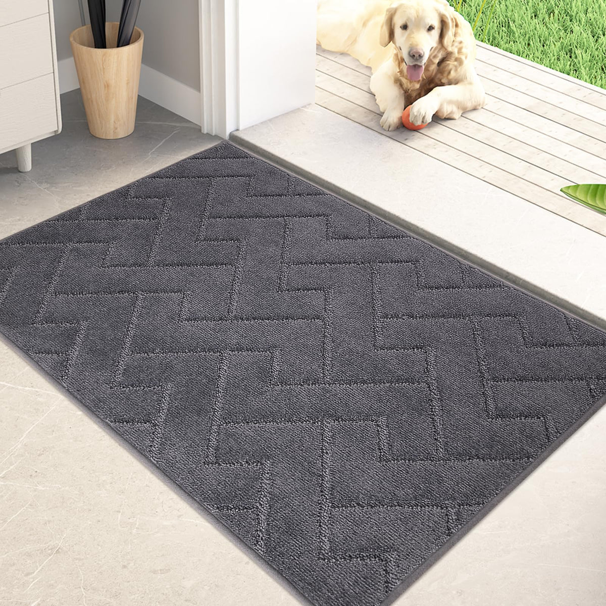 PURRUGS dirt-trapping door mat front view; captures mud and moisture at entry.