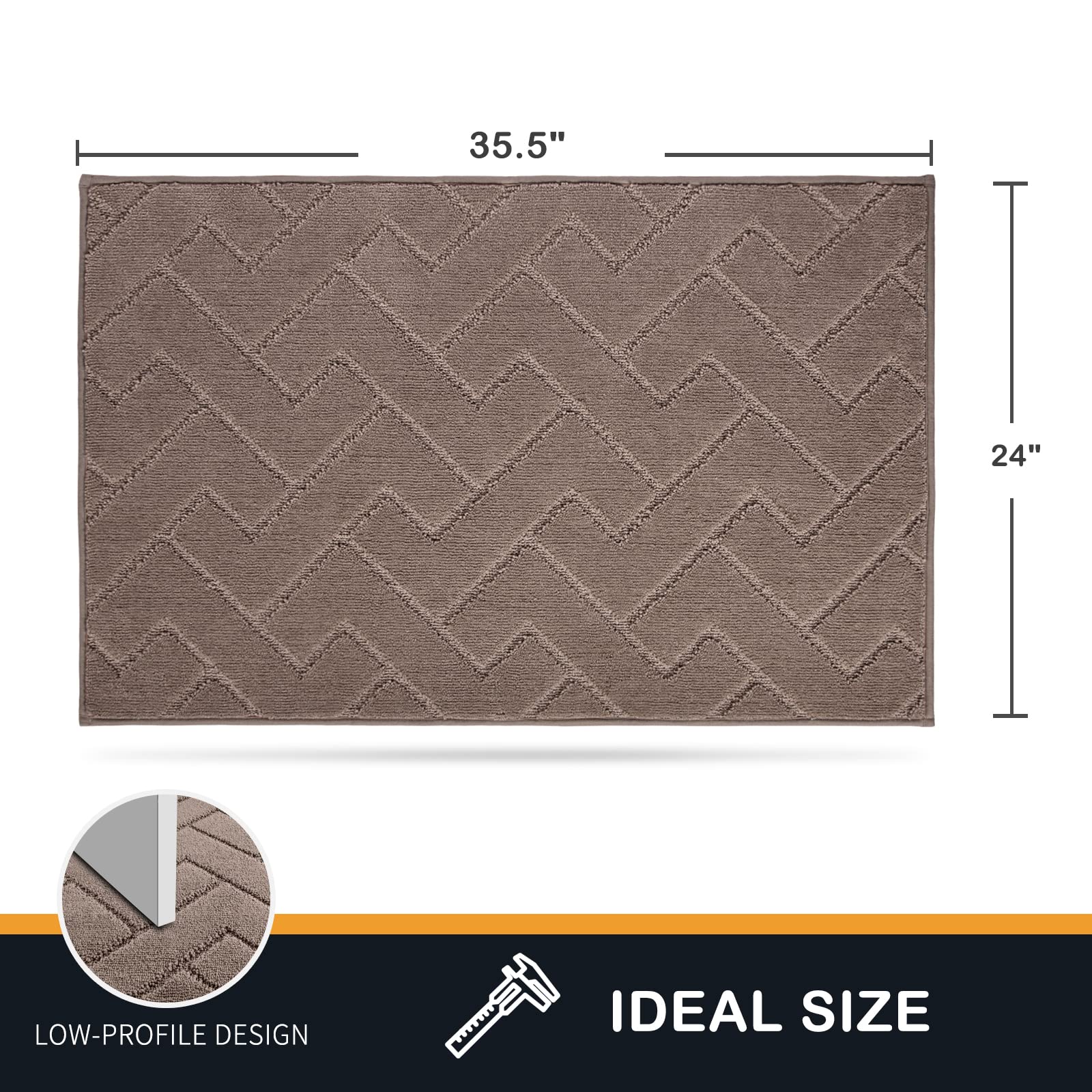 Grayish brown PURRUGS mat blends with entryway decor while trapping moisture.