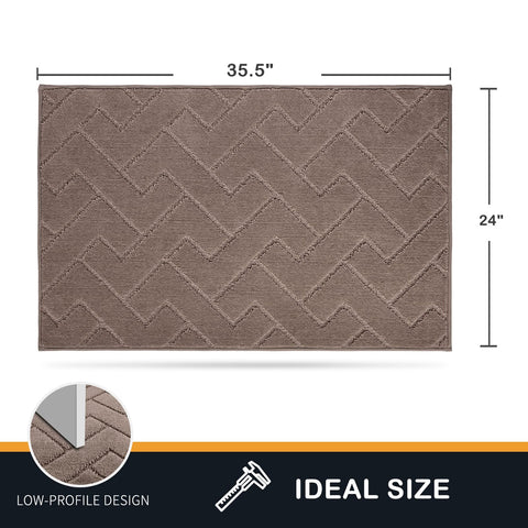 Grayish brown PURRUGS mat blends with entryway decor while trapping moisture.