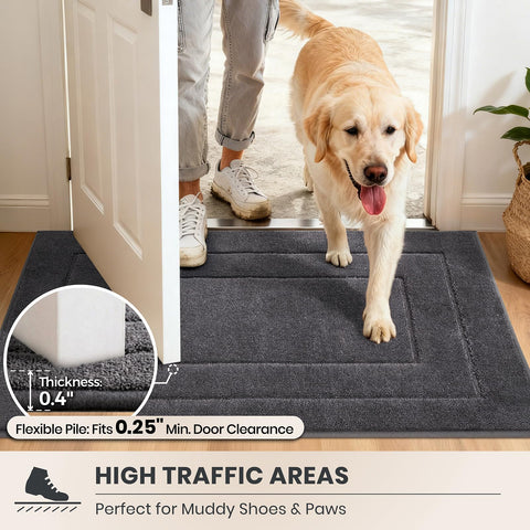 PURRUGS dirt-trapping door mat large-dirt-capture fibers trap moisture effectively.