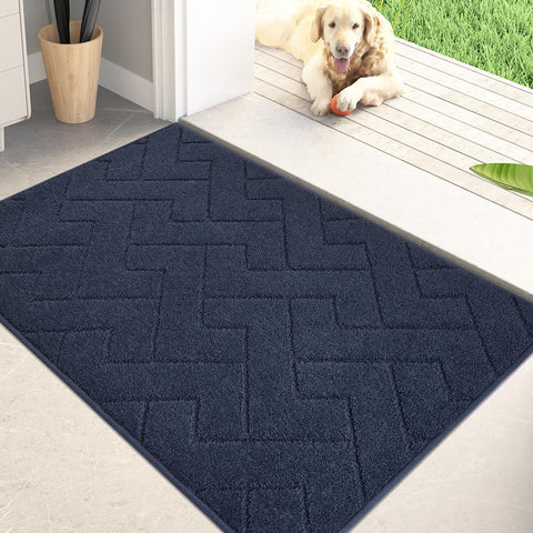 PURRUGS dirt trapping door mat navy blue at front door catches mud and moisture