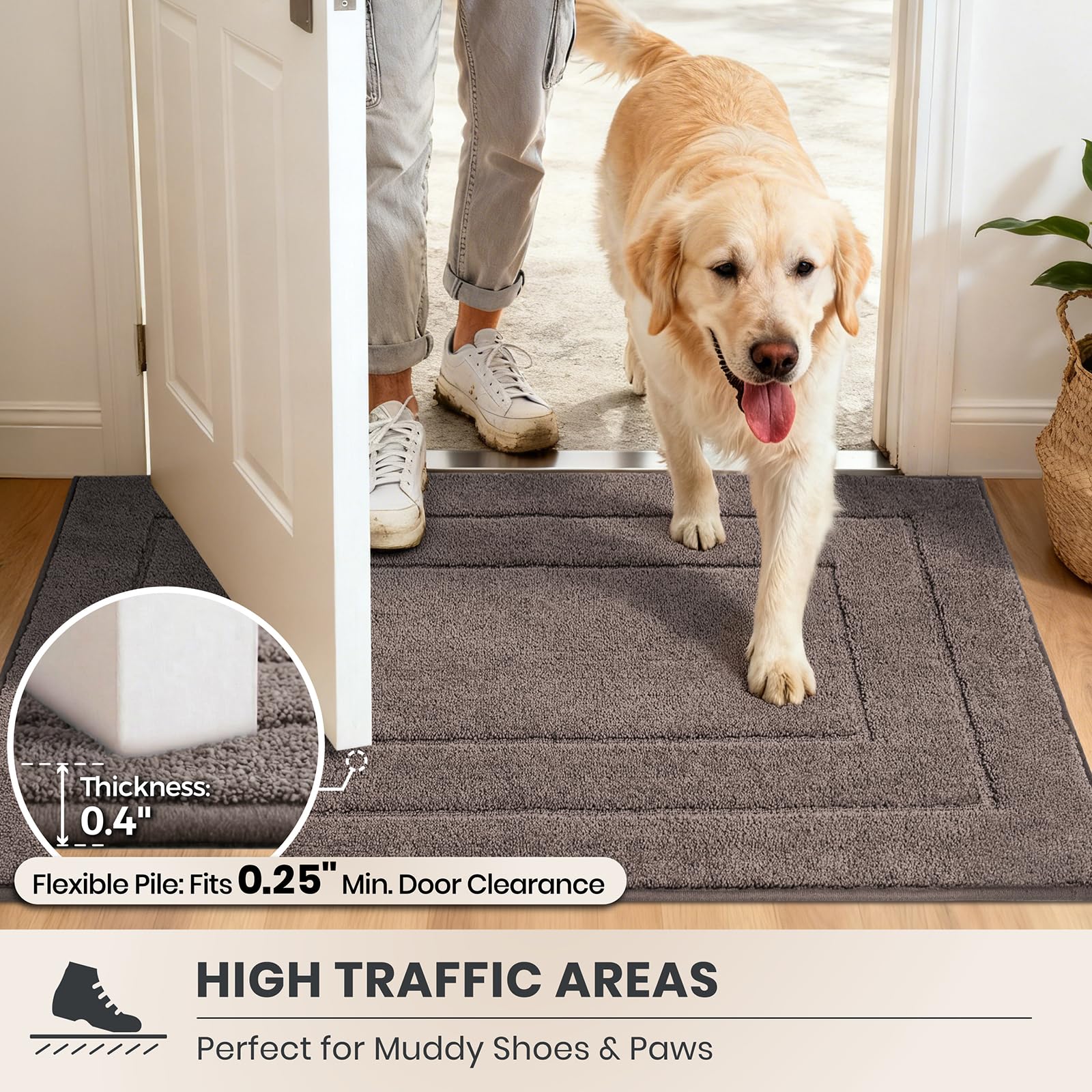 PURRUGS Low-Profile Door Mat fits under low clearance doors.