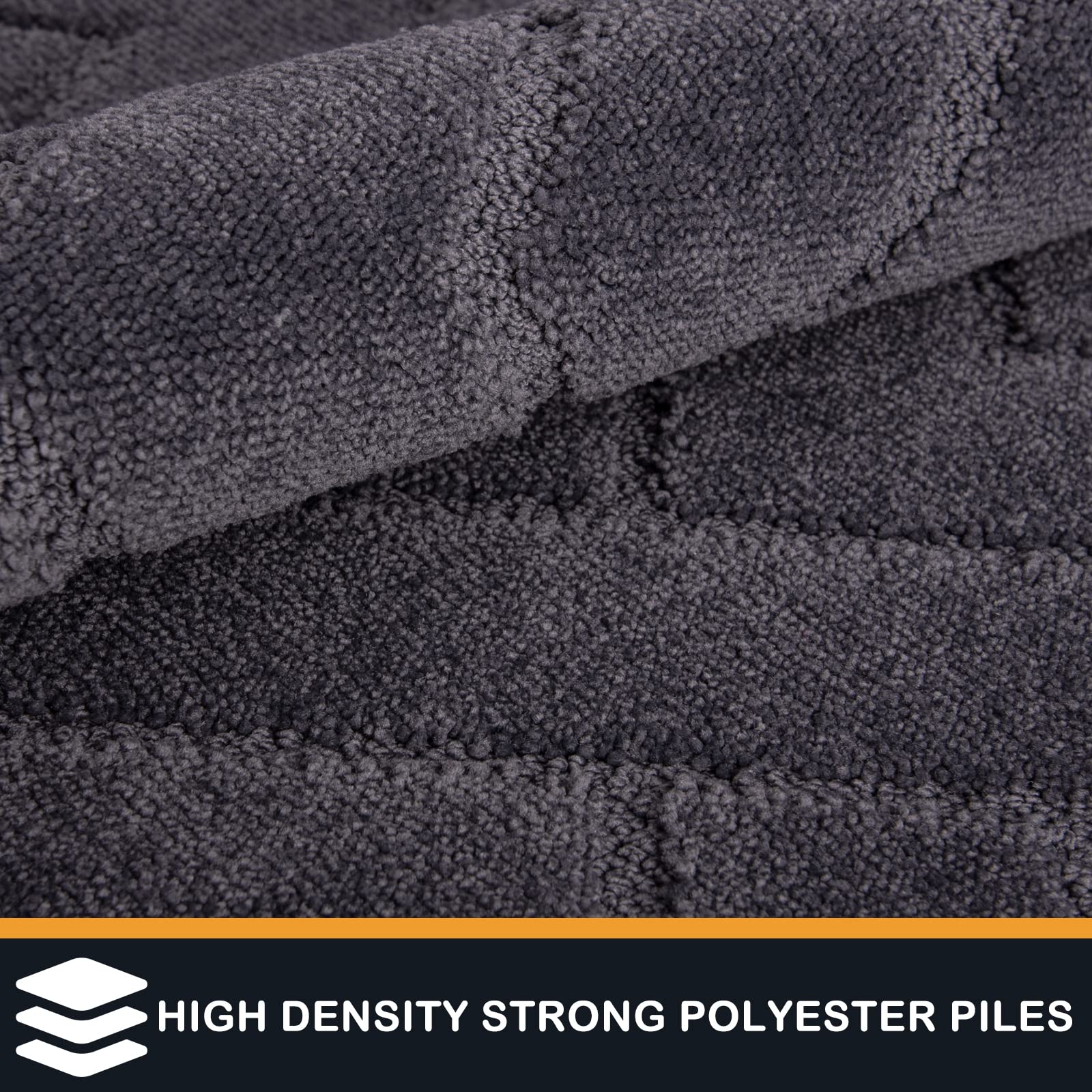 PURRUGS microfiber pile close-up; highly absorbent fibers for dry floors.
