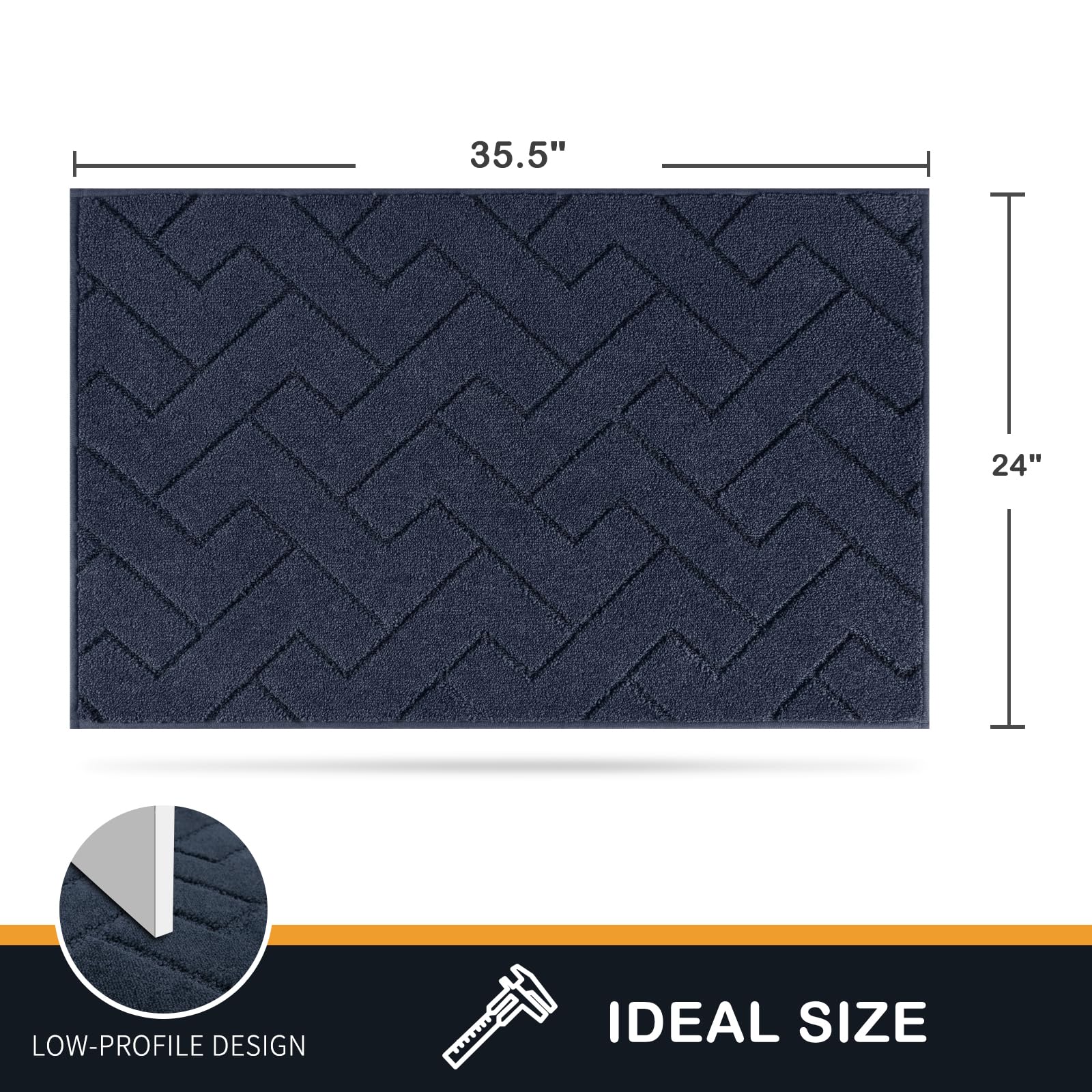 PURRUGS navy door mat shown at an entryway for mud and dirt control