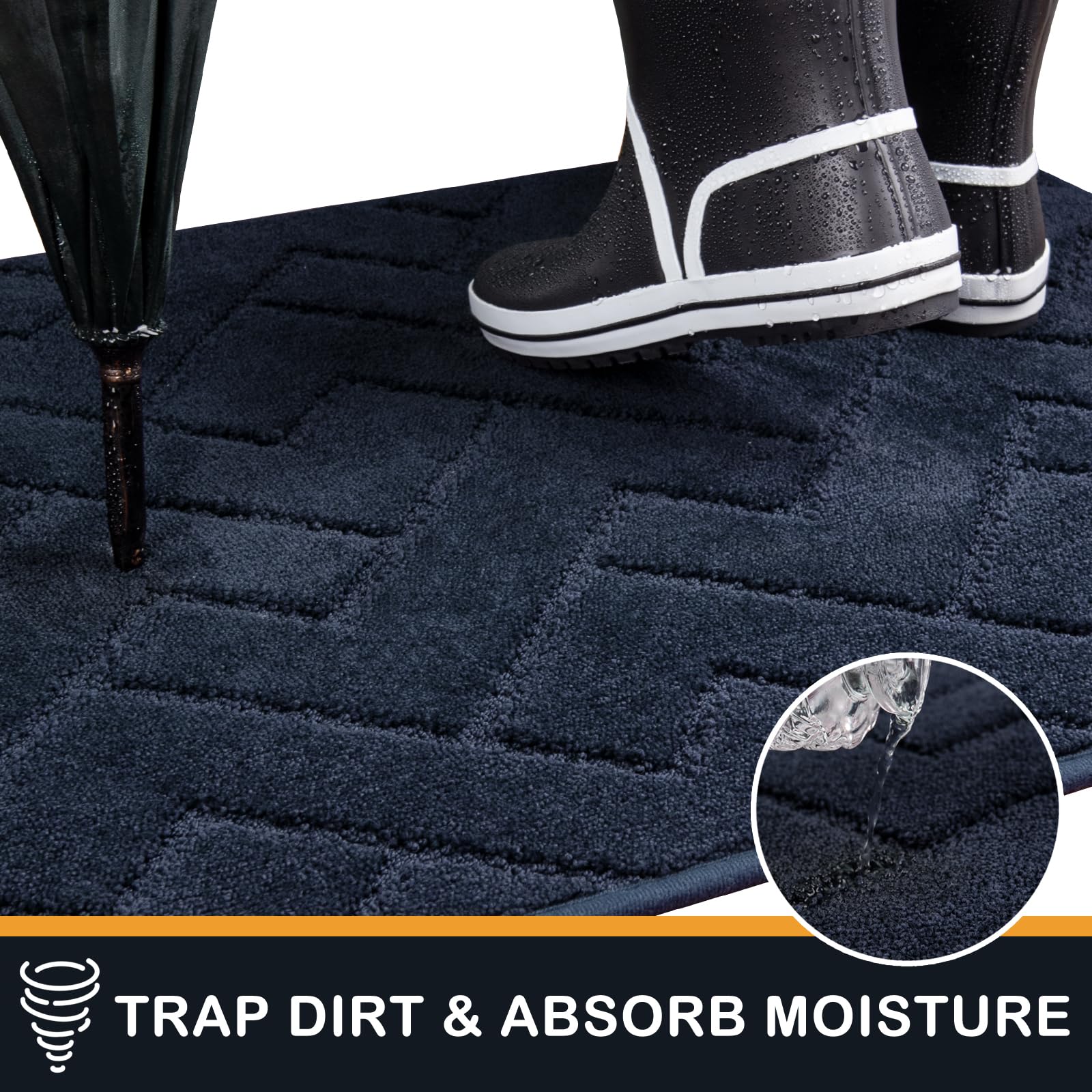 PURRUGS soft polyester fibers provide comfortable footing while trapping dirt