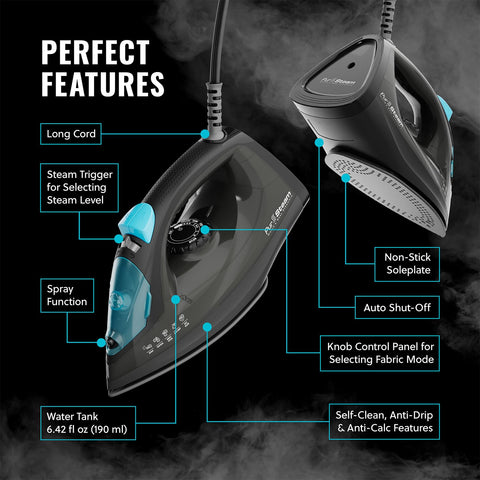 Auto shut-off indicator on PurSteam iron enhances safety.
