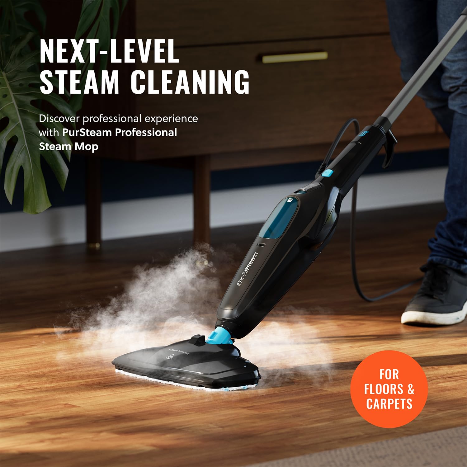 PurSteam Professional Steam Mop on tile floor for deep cleaning