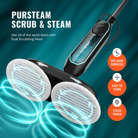 Pursteam ScrubMaster adjustable steam control adapts to various floor types.