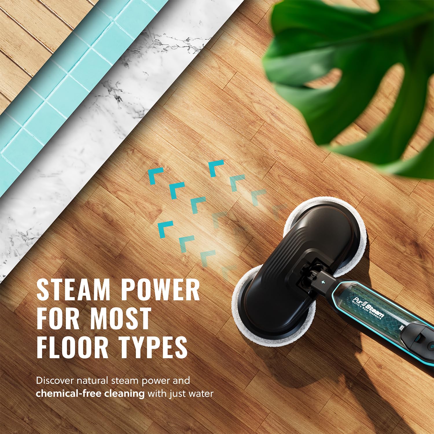 Pursteam ScrubMaster rotating power pads boost grime removal.