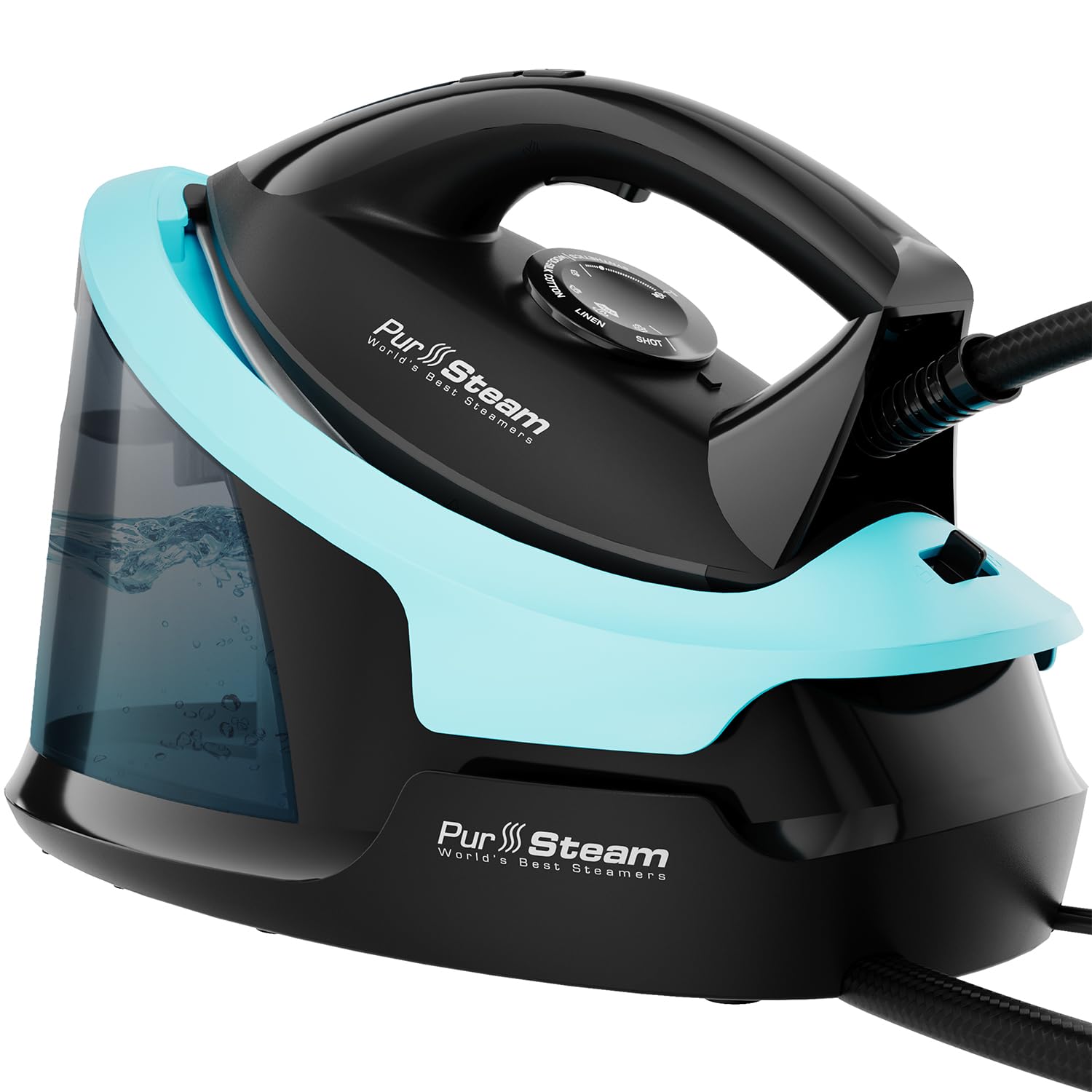 Pursteam Steam Station Max ceramic soleplate delivers even heat and smooth glide.