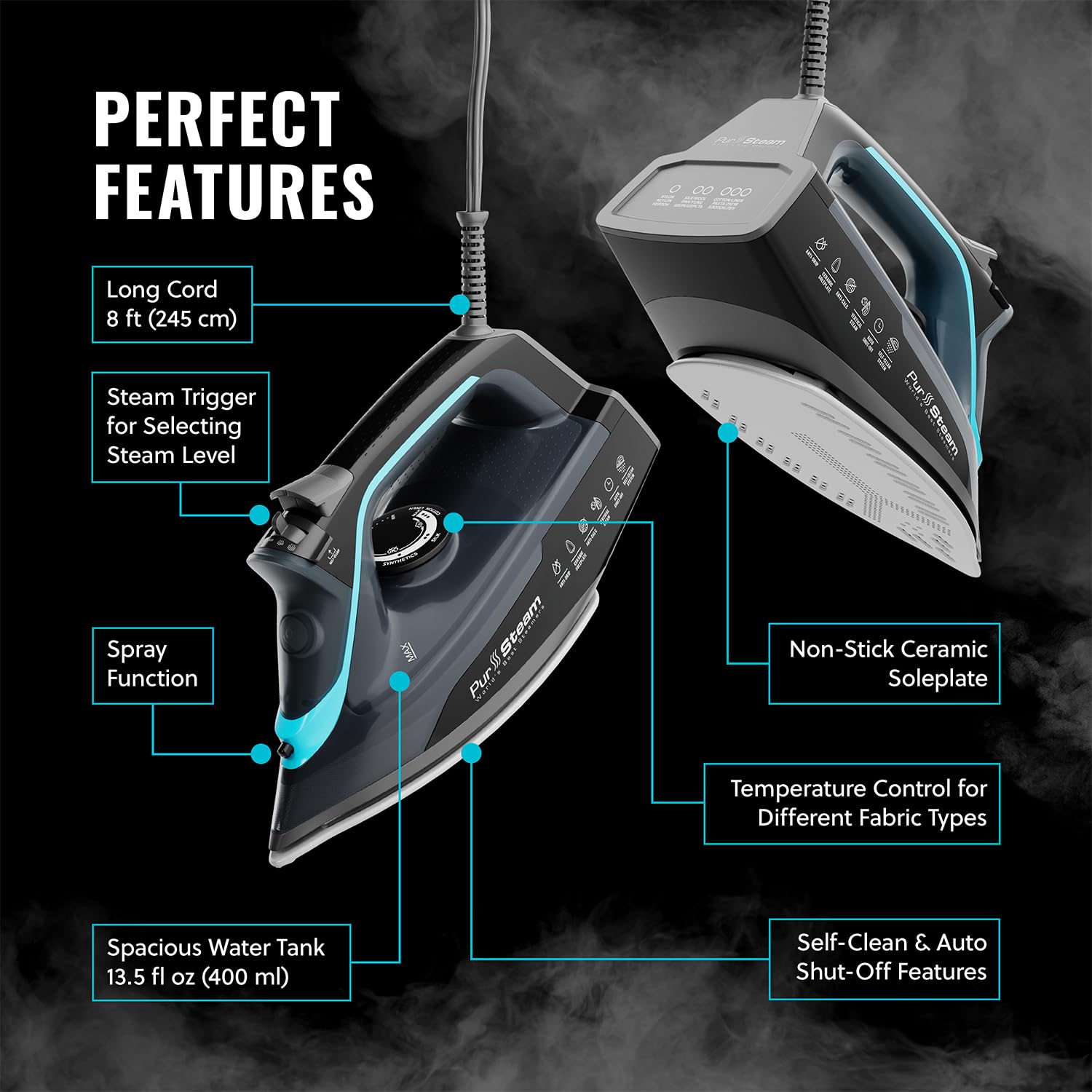 Pursteam SteamBurst+ anti-drip system protects fabrics from stains