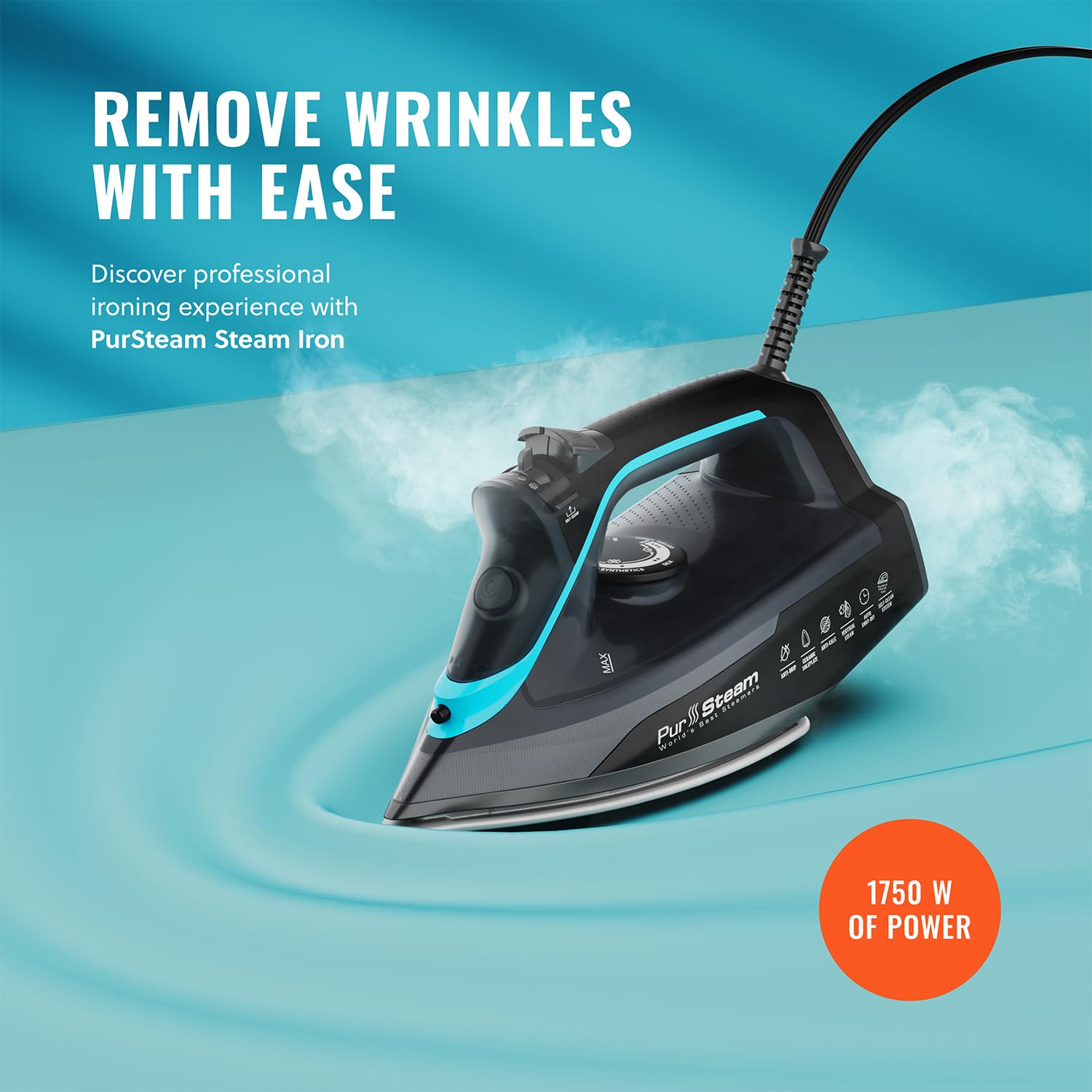 Pursteam SteamBurst+ large 400ml tank for extended ironing sessions