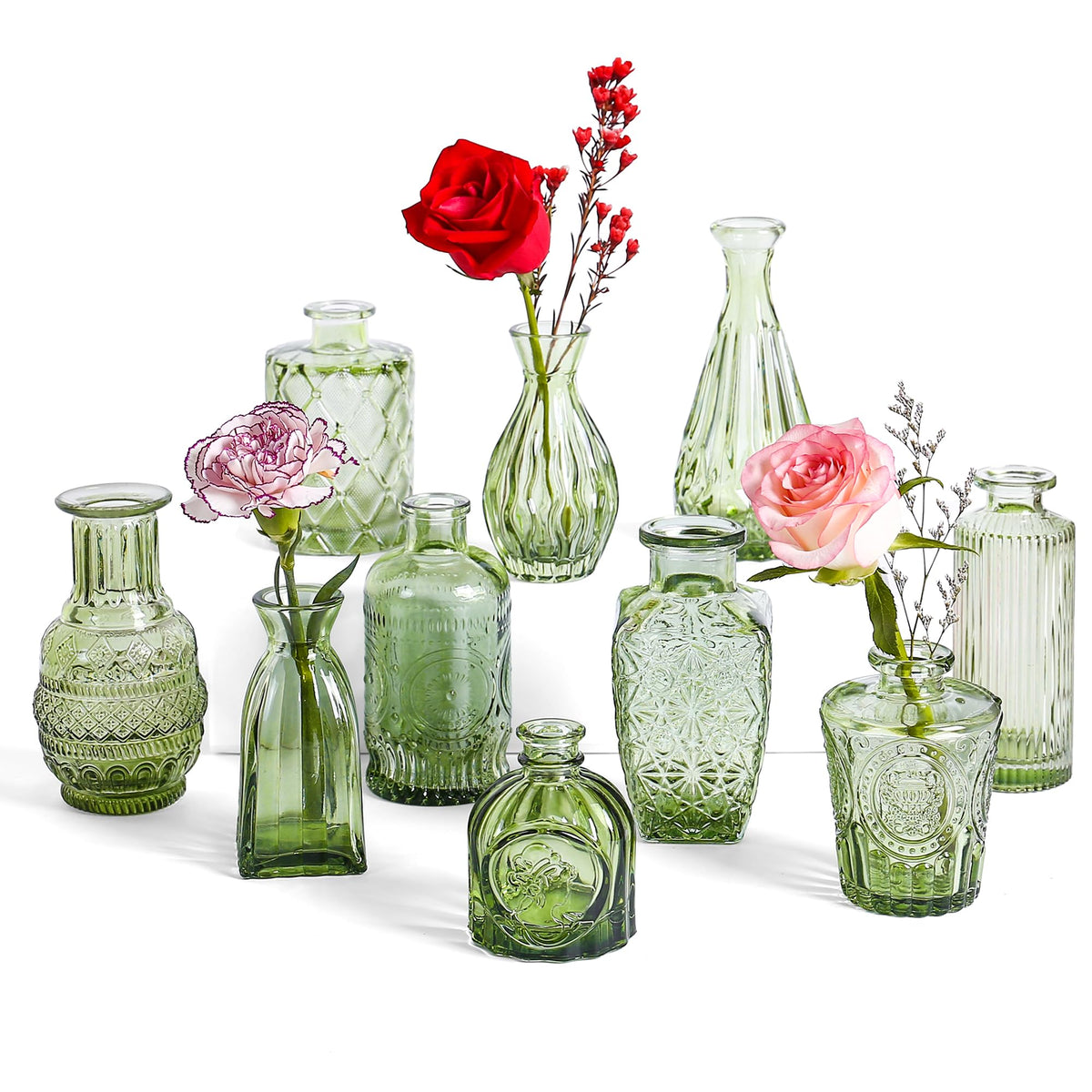 Purvonnie vintage amber glass vase with etched pattern, perfect for elegant centerpieces.