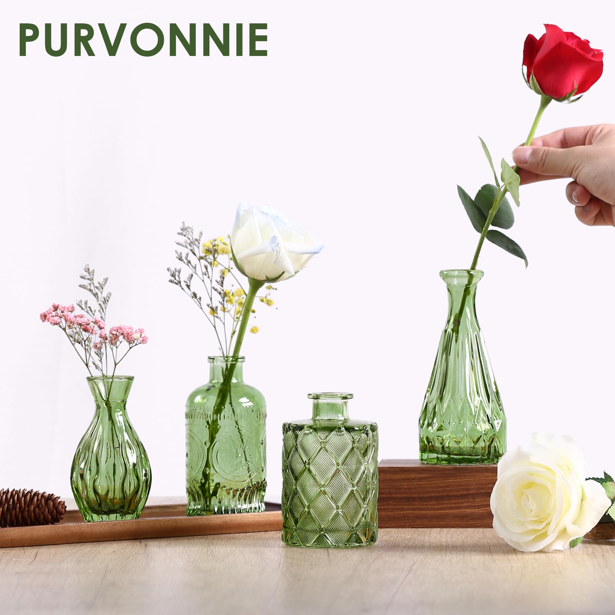 Purvonnie vintage glass vase showcasing varied shapes for mixed arrangements.