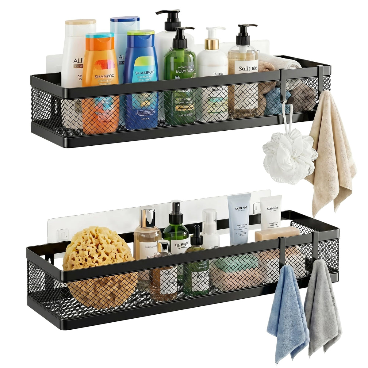 PUSDON 16.5-inch slim mesh shower caddy extends storage on a wall
