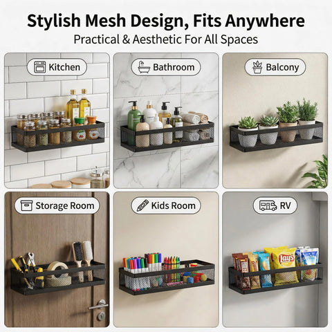 PUSDON matte black finish on a sleek bathroom organizer