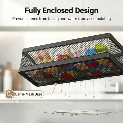 PUSDON wall-mounted bathroom organizer with adhesive mounting
