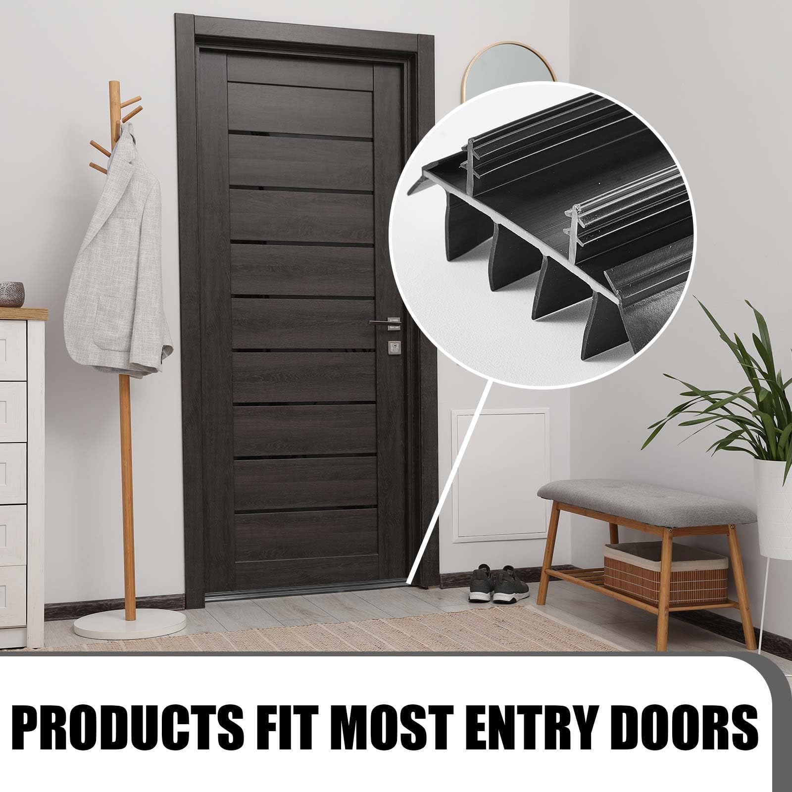 Pushglossy kerf door bottom fins compatibility highlights easy trimming for varied doors.