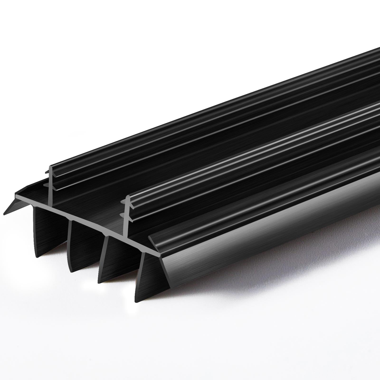 Pushglossy kerf door bottom with fins front view shows a sleek black PVC seal reducing drafts.